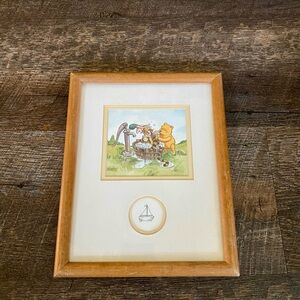 Wooden Framed Winnie the Pooh Art “Troubles With Bubbles" from 100 acre Woods